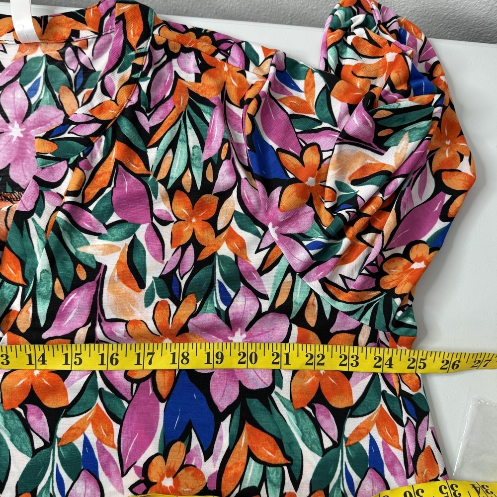 Dear Scarlett Blouse Womens 2X Multicolor Floral Liz Tunic V-Neck Slinky Relaxed - Picture 10 of 12